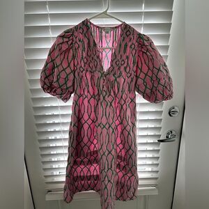 Crown & Ivy Pink and Green Patterned Dress